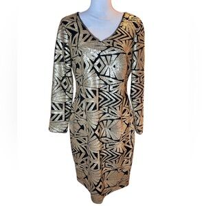 Marina Gold Sequined VNeck Dress🆕